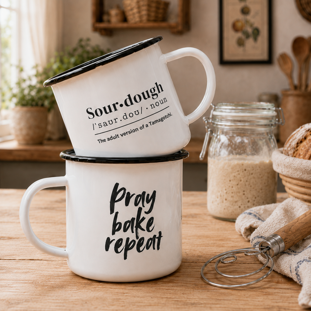 Pray Bake Repeat Enamel Cup