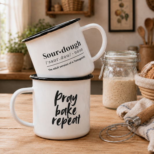 Pray Bake Repeat Enamel Cup