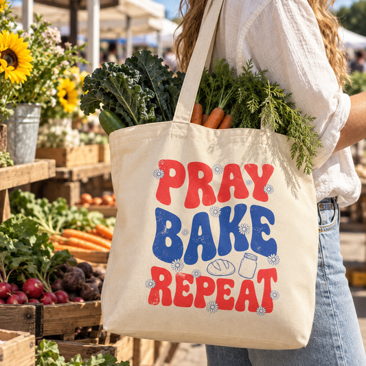 Pray Bake Repeat Organic Cotton Tote Bag