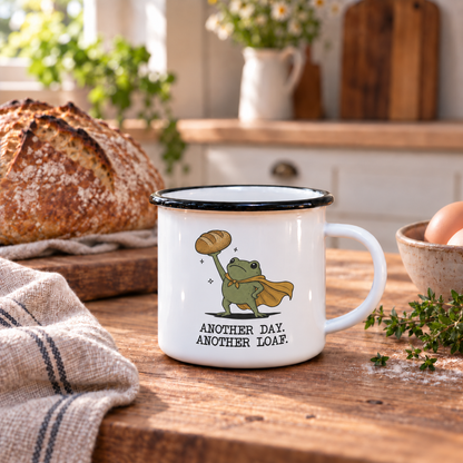 Another Day Another Loaf Enamel Cup